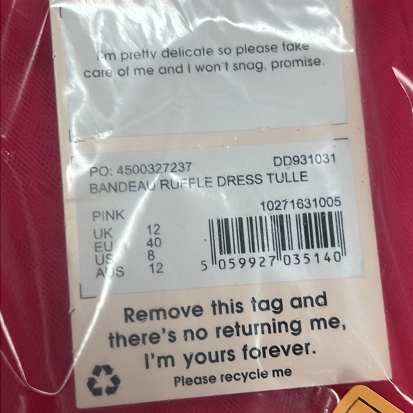 Missguided Pink Bandeau Ruffle Dress Tulle Size US 8 - Picture 13 of 14